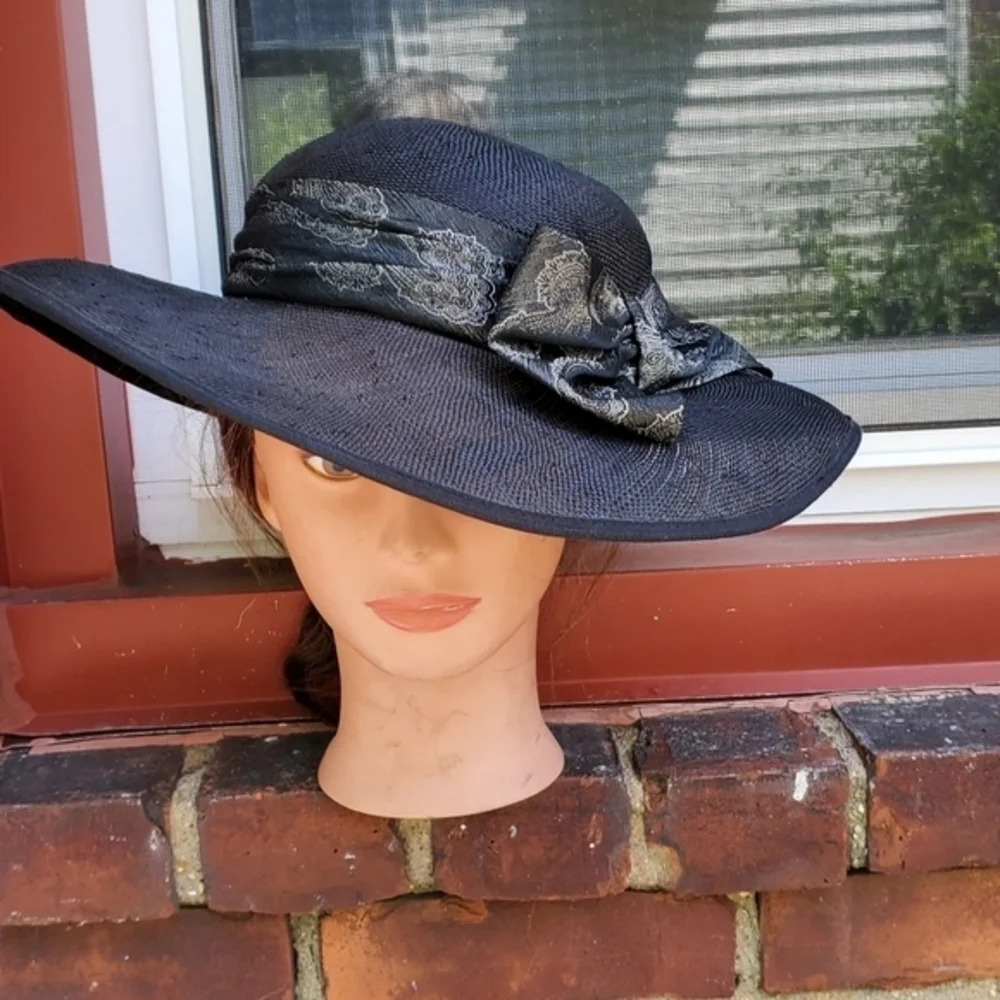 Vintage black‎ straw Hat - Picture 4 of 6
